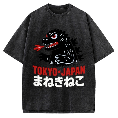 Kaiju Showa Japanese Tokyo Monster Vintage Washed T-shirt