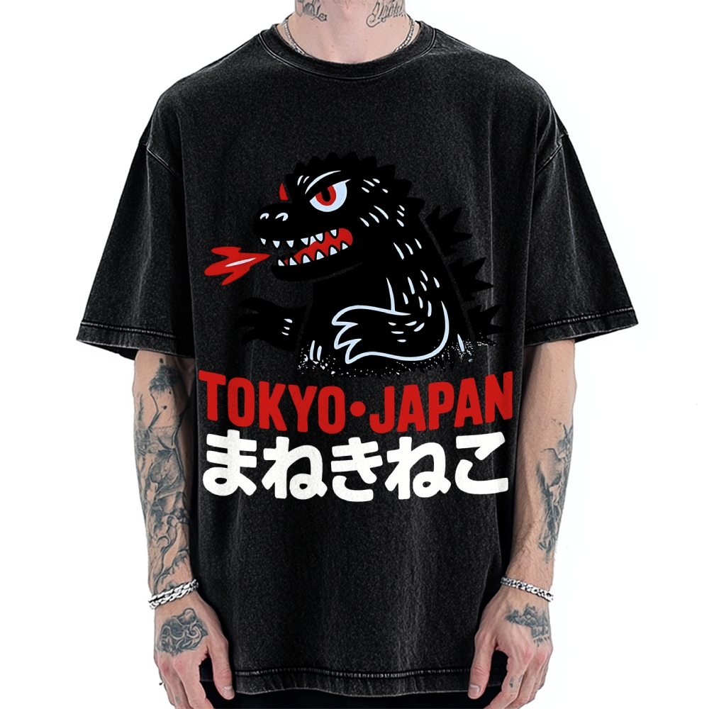 Kaiju Showa Japanese Tokyo Monster Vintage Washed T-shirt