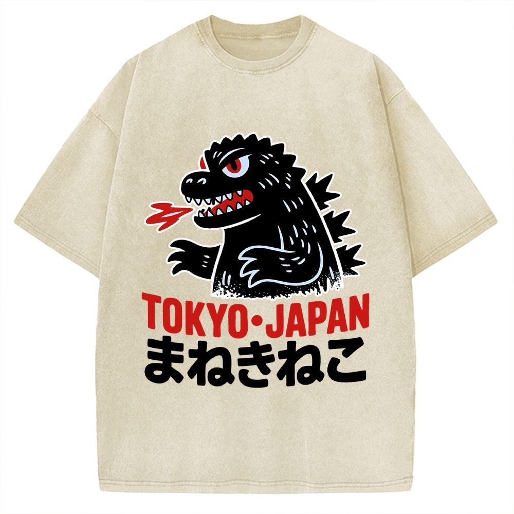 Kaiju Showa Japanese Tokyo Monster Vintage Washed T-shirt