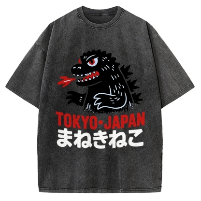 Kaiju Showa Japanese Tokyo Monster Vintage Washed T-shirt