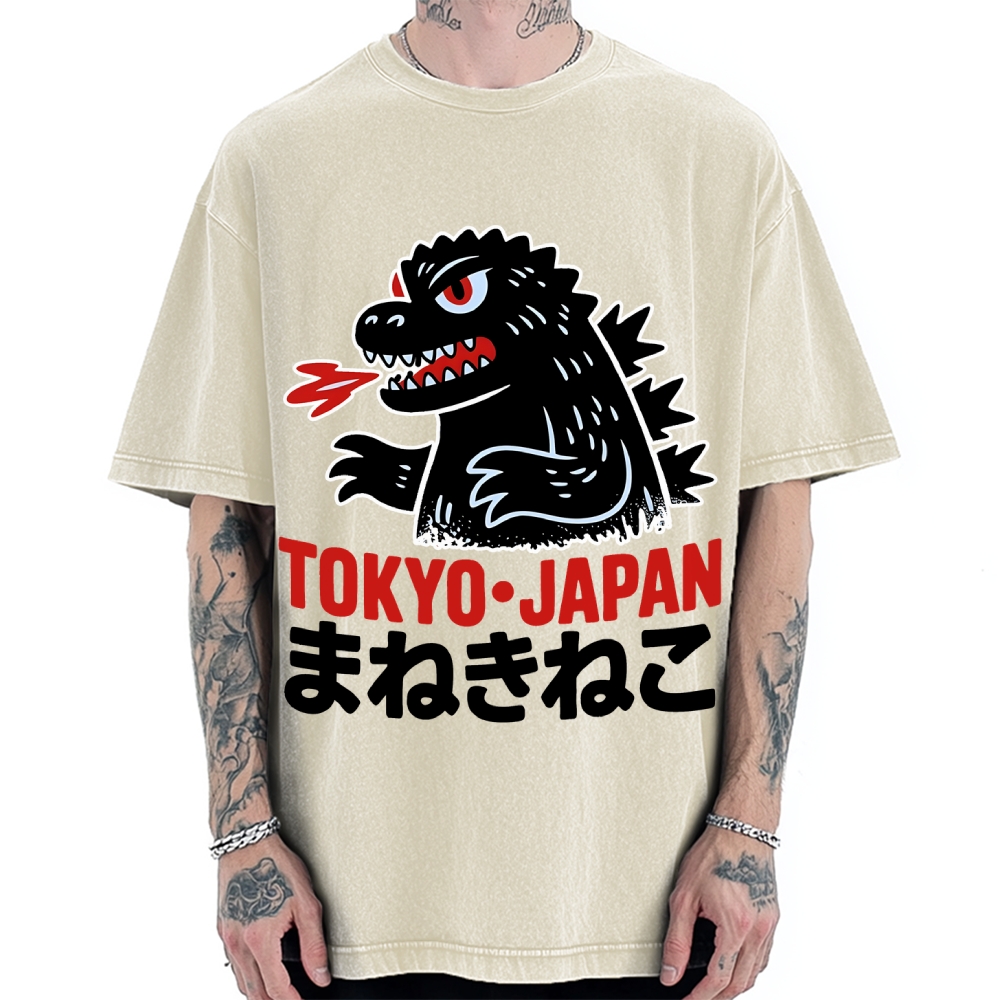 Kaiju Showa Japanese Tokyo Monster Vintage Washed T-shirt