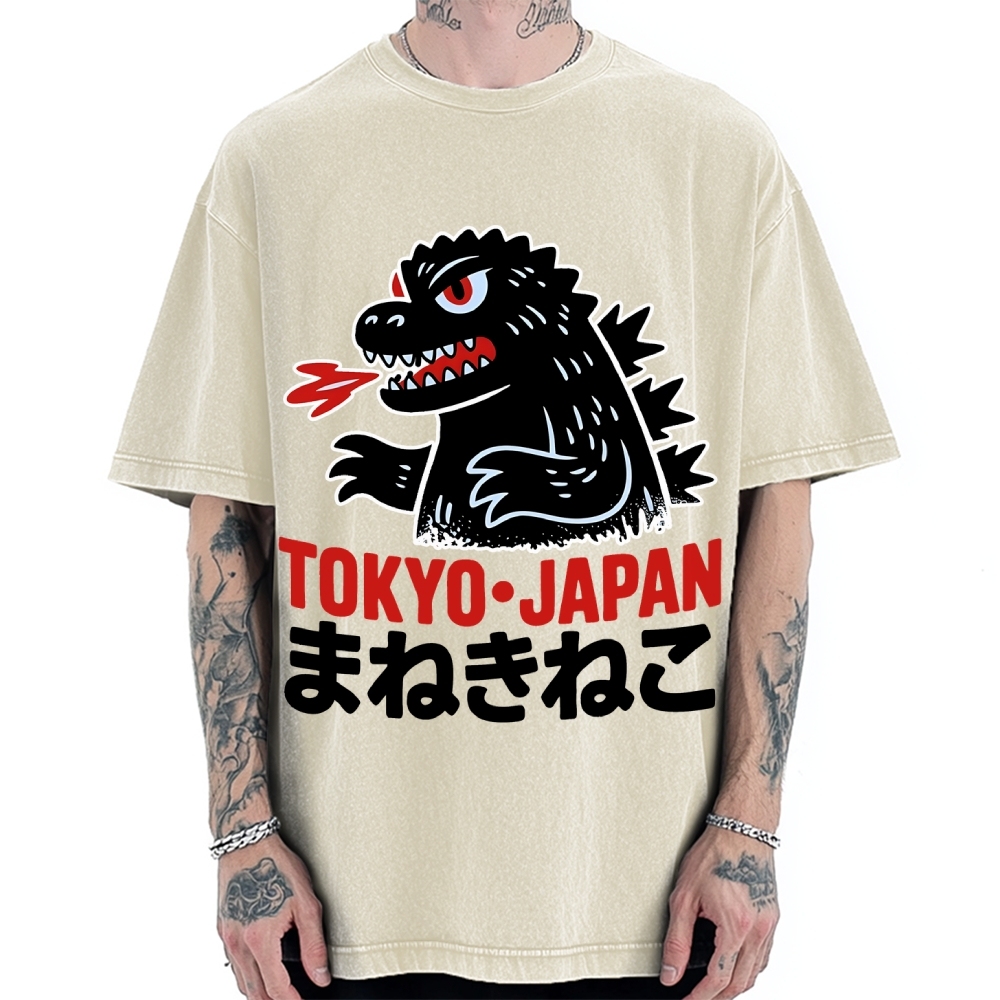 Kaiju Showa Japanese Tokyo Monster Vintage Washed T-shirt