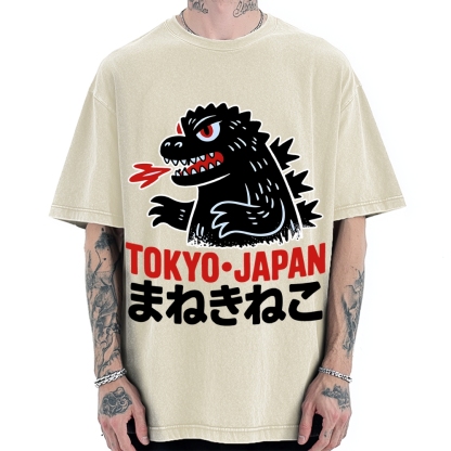 Kaiju Showa Japanese Tokyo Monster Vintage Washed T-shirt