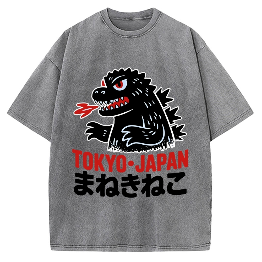 Kaiju Showa Japanese Tokyo Monster Vintage Washed T-shirt
