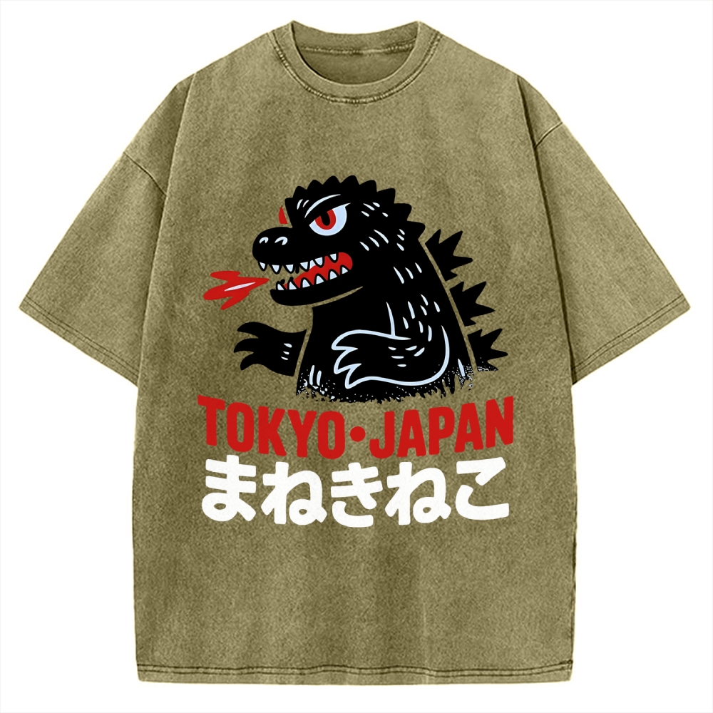Kaiju Showa Japanese Tokyo Monster Vintage Washed T-shirt