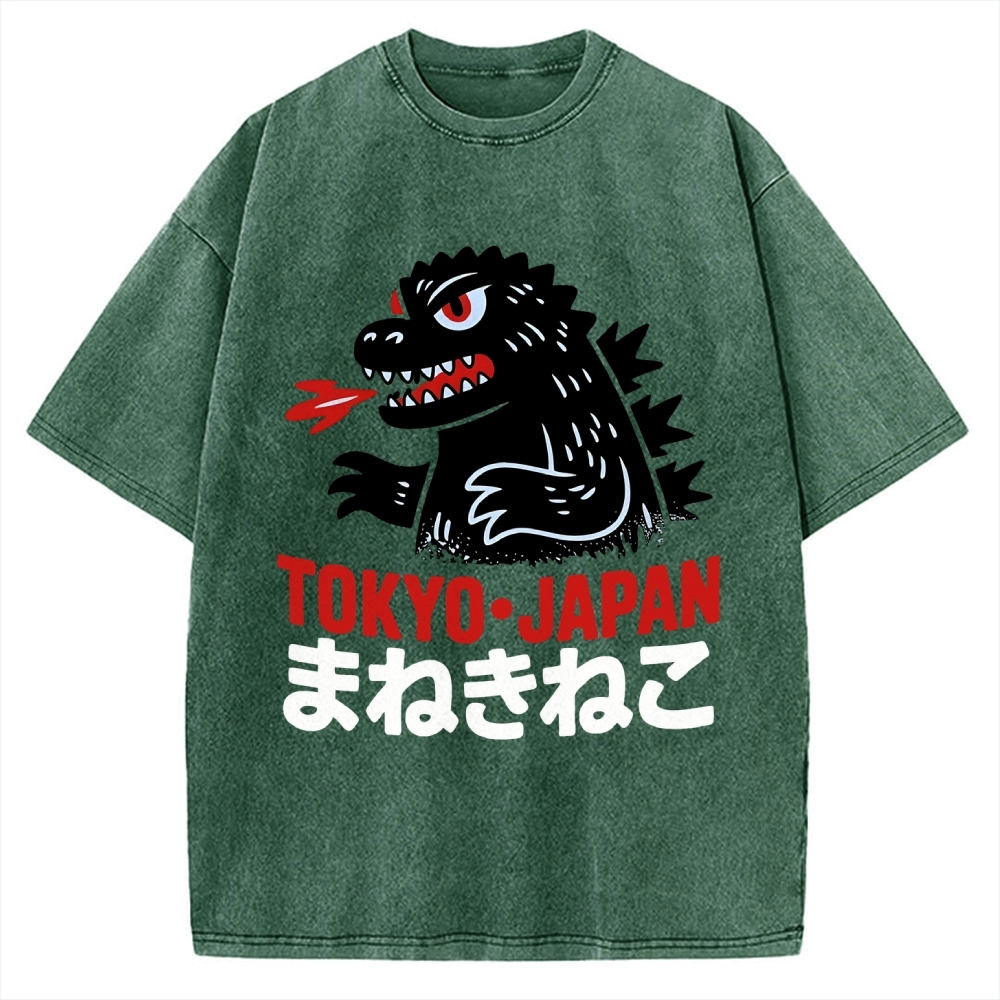 Kaiju Showa Japanese Tokyo Monster Vintage Washed T-shirt