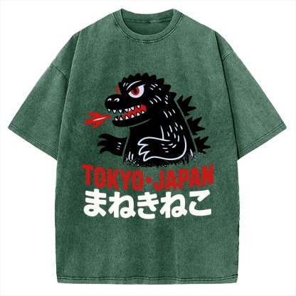 Kaiju Showa Japanese Tokyo Monster Vintage Washed T-shirt