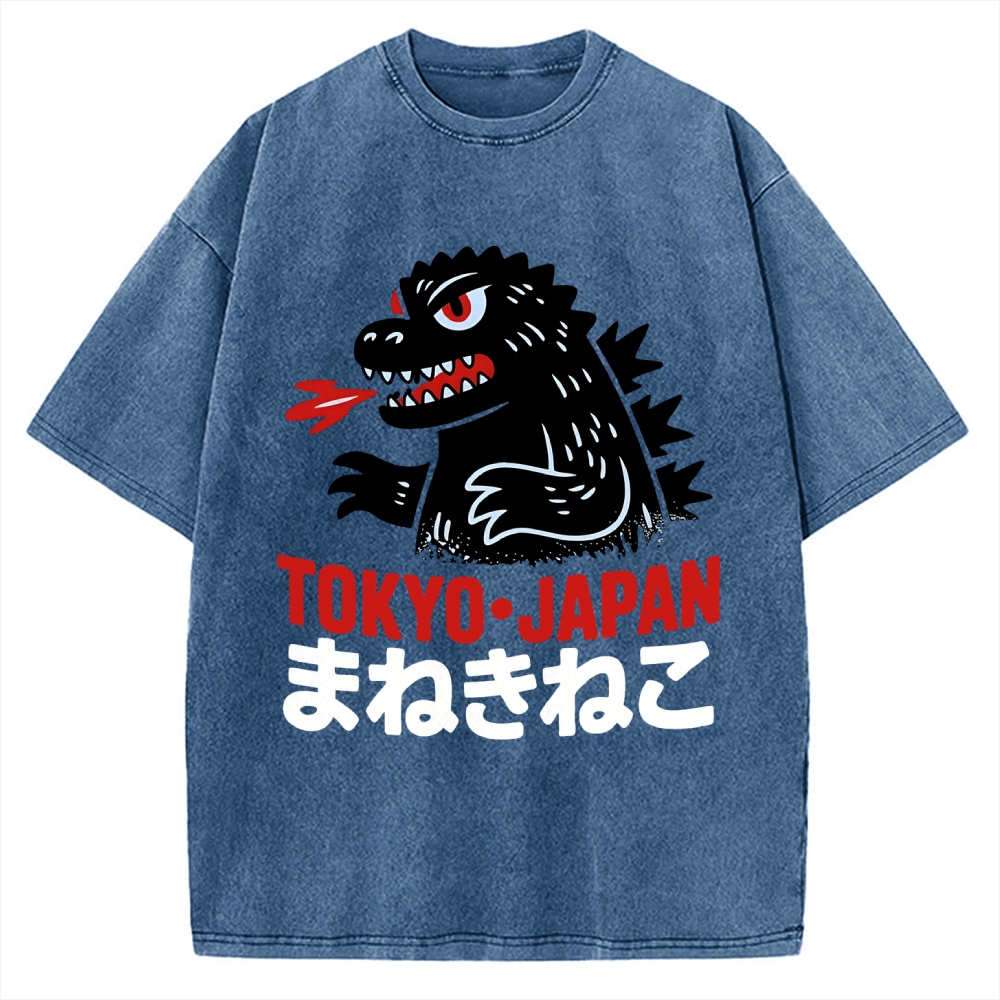Kaiju Showa Japanese Tokyo Monster Vintage Washed T-shirt