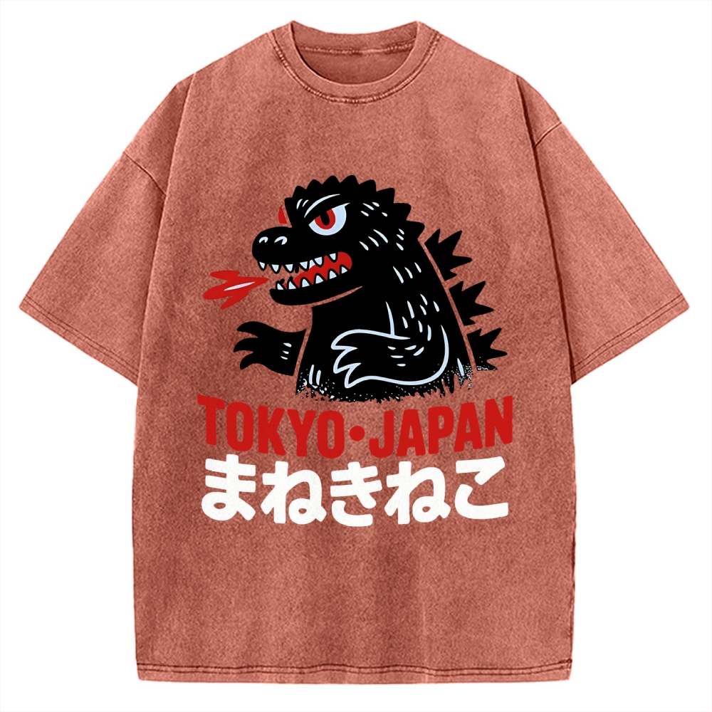 Kaiju Showa Japanese Tokyo Monster Vintage Washed T-shirt