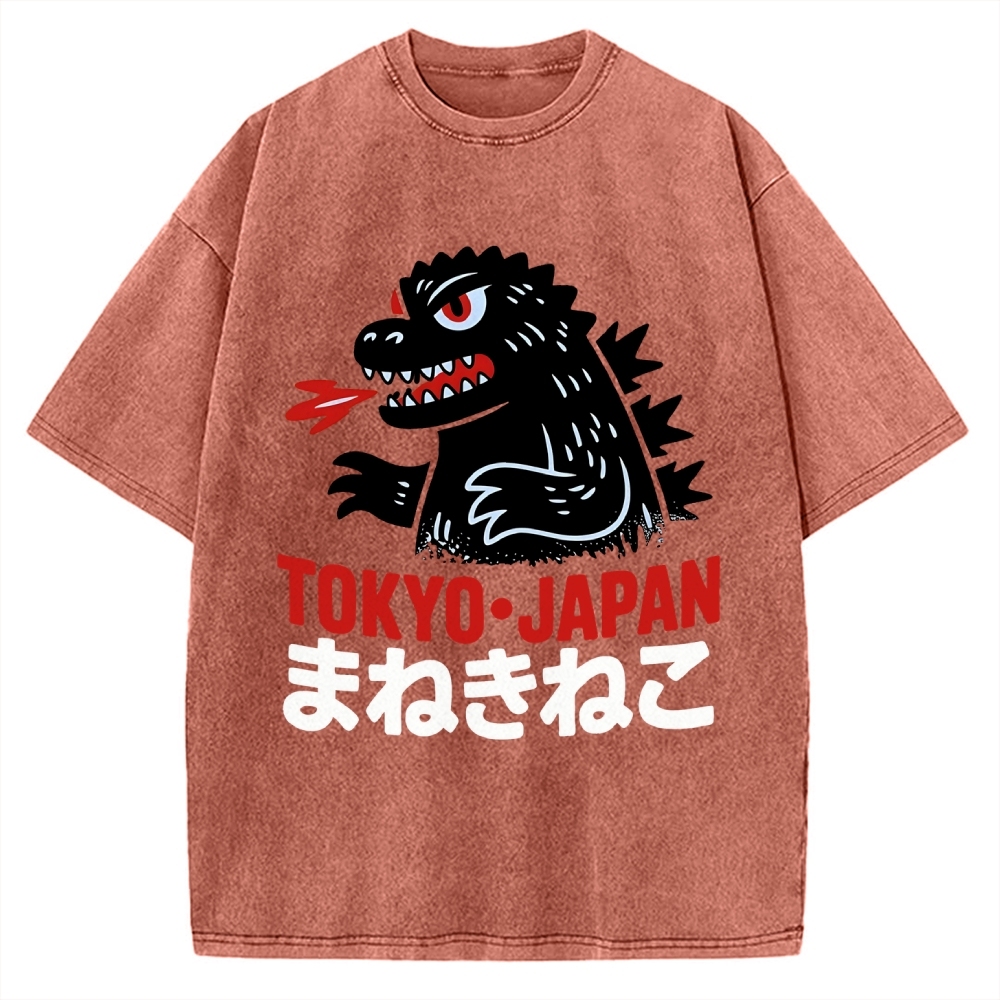 Kaiju Showa Japanese Tokyo Monster Vintage Washed T-shirt