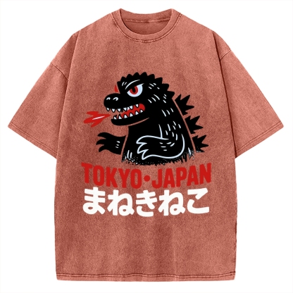 Kaiju Showa Japanese Tokyo Monster Vintage Washed T-shirt