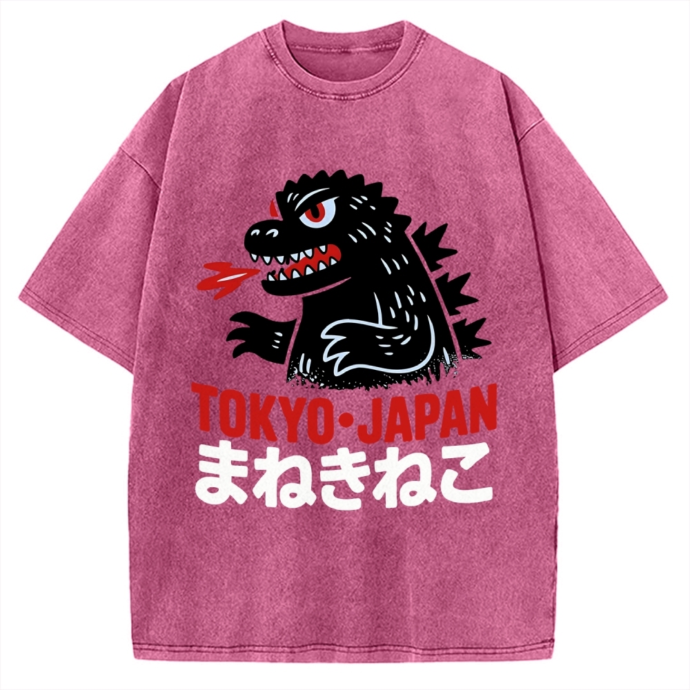 Kaiju Showa Japanese Tokyo Monster Vintage Washed T-shirt