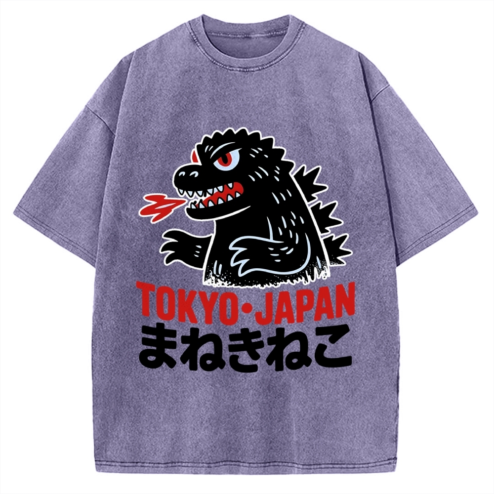 Kaiju Showa Japanese Tokyo Monster Vintage Washed T-shirt