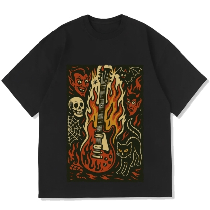Hell Guitar Cotton casual T-shirt