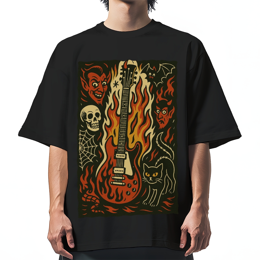 Hell Guitar Cotton casual T-shirt