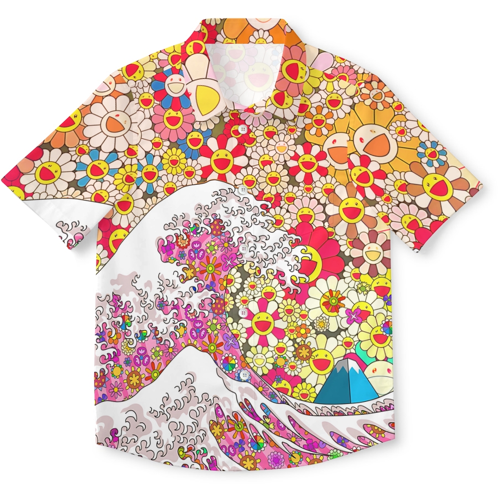 Japanese Art Anime Murakami Art Wave Mash up Button-up Shirt