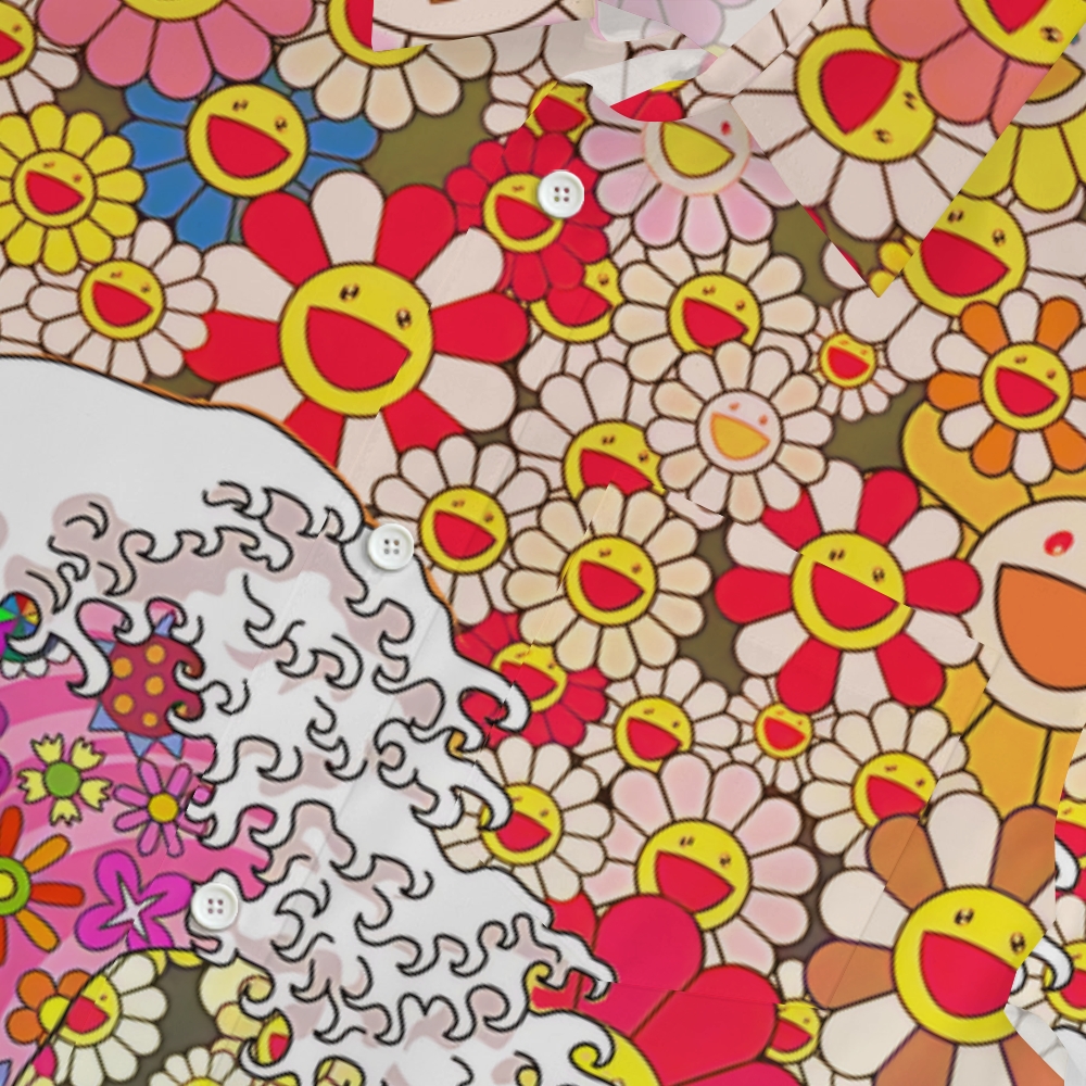 Japanese Art Anime Murakami Art Wave Mash up Button-up Shirt