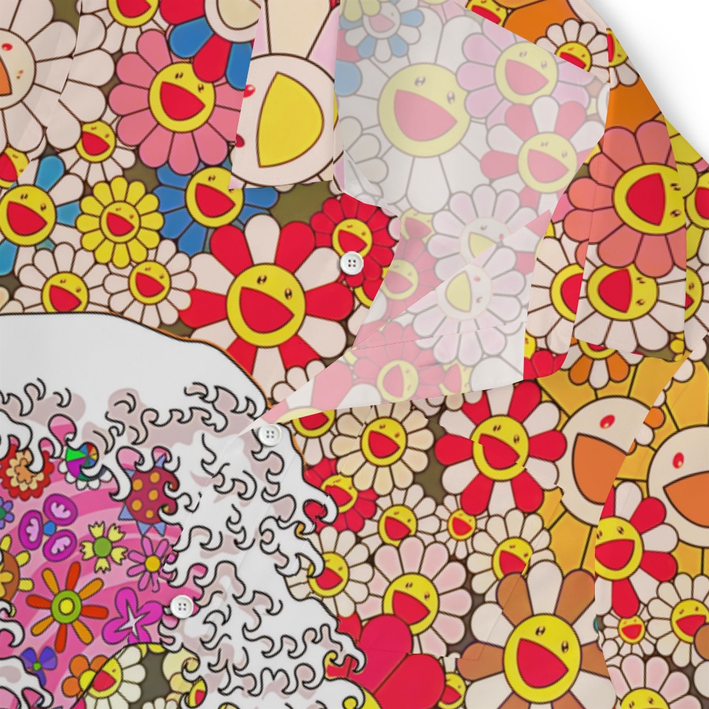 Japanese Art Anime Murakami Art Wave Mash up Button-up Shirt