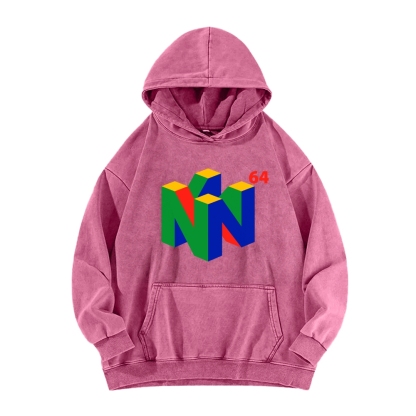 N64 Japanese Entertainment System Vintage Washed Hoodie