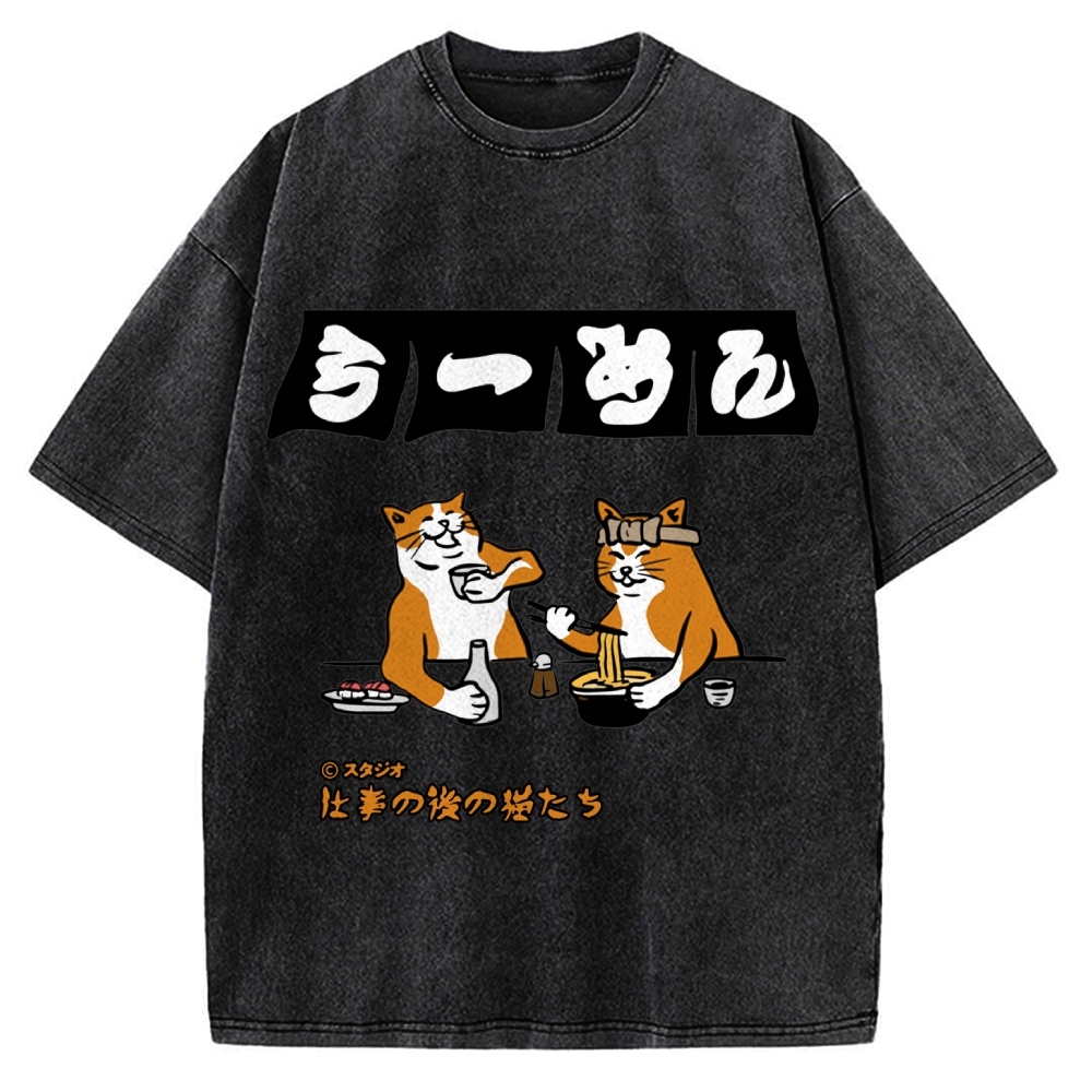 Drunken Cats Ramen Restaurant Vintage Washed T-shirt