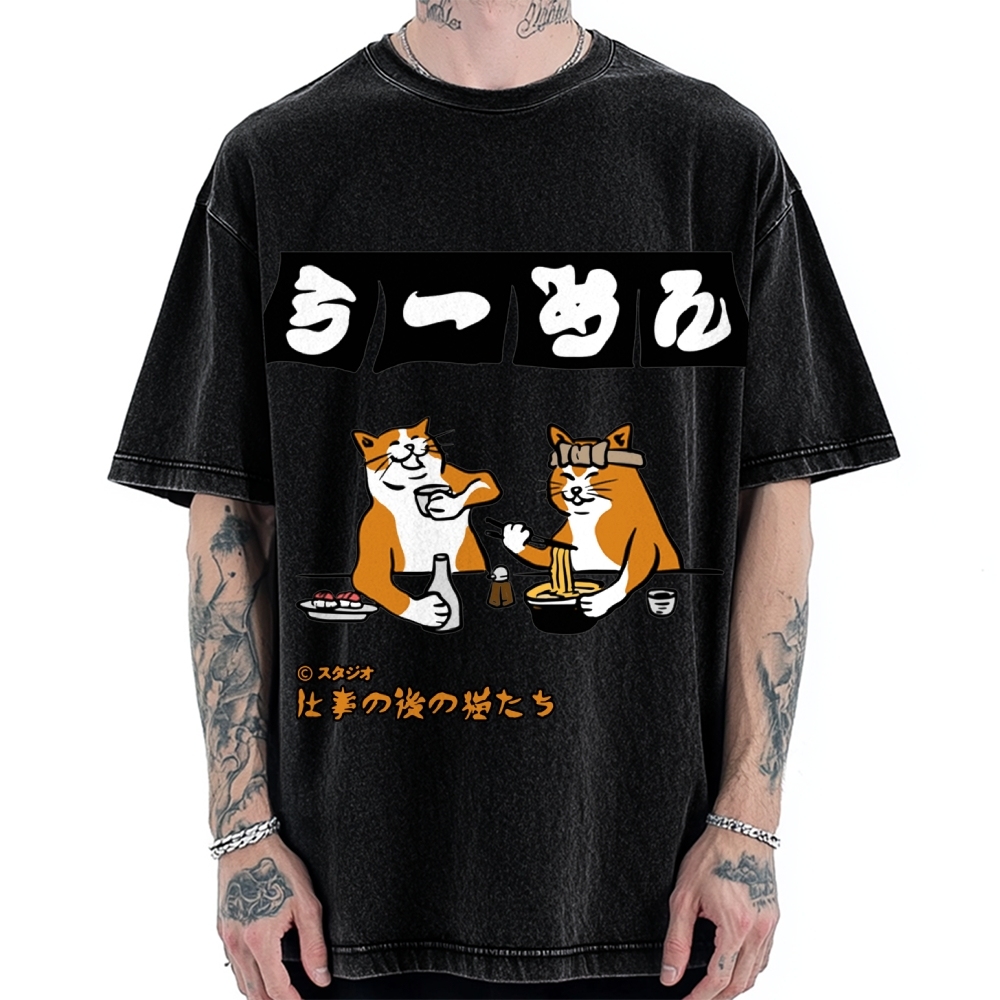 Drunken Cats Ramen Restaurant Vintage Washed T-shirt