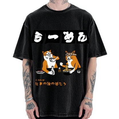 Drunken Cats Ramen Restaurant Vintage Washed T-shirt