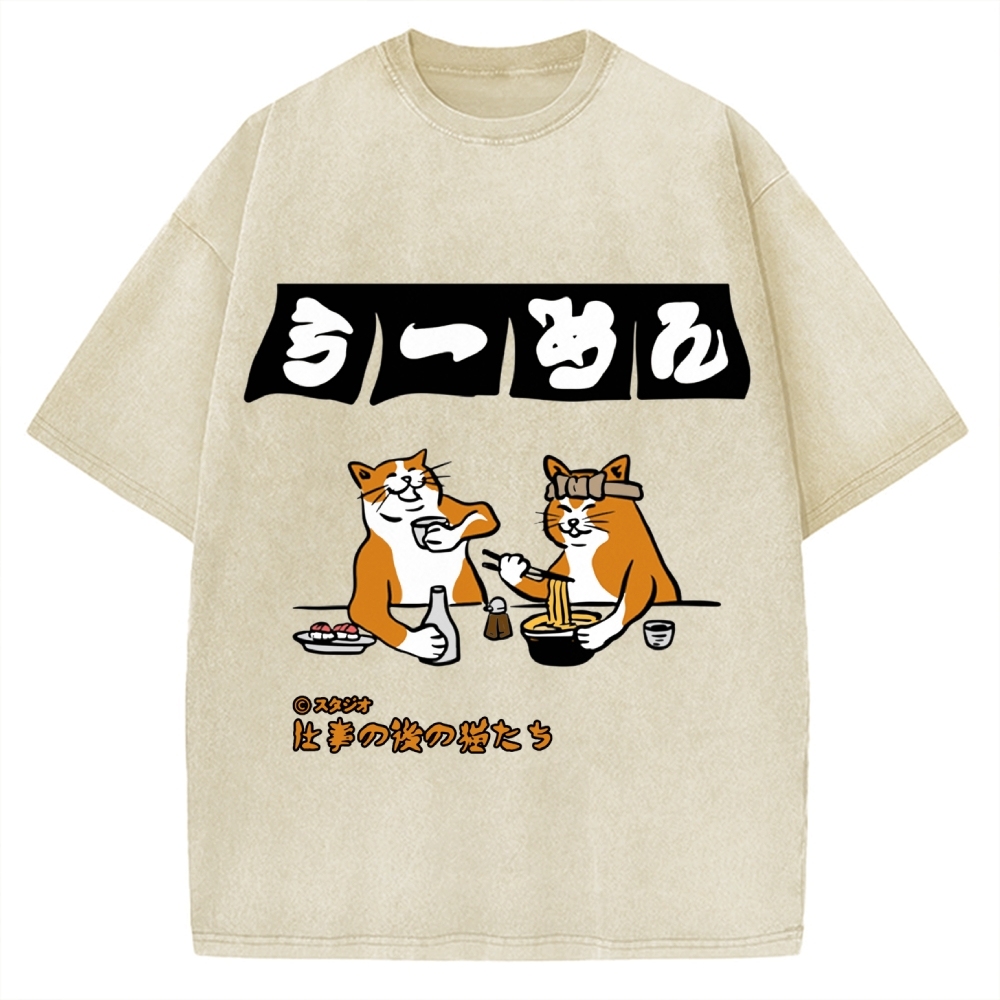 Drunken Cats Ramen Restaurant Vintage Washed T-shirt