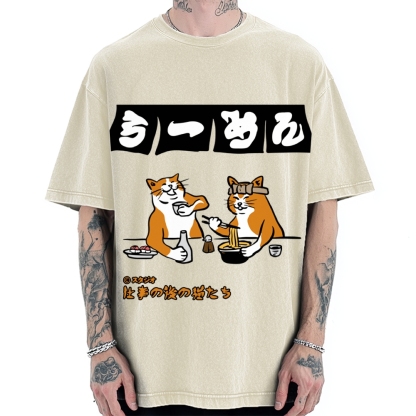Drunken Cats Ramen Restaurant Vintage Washed T-shirt