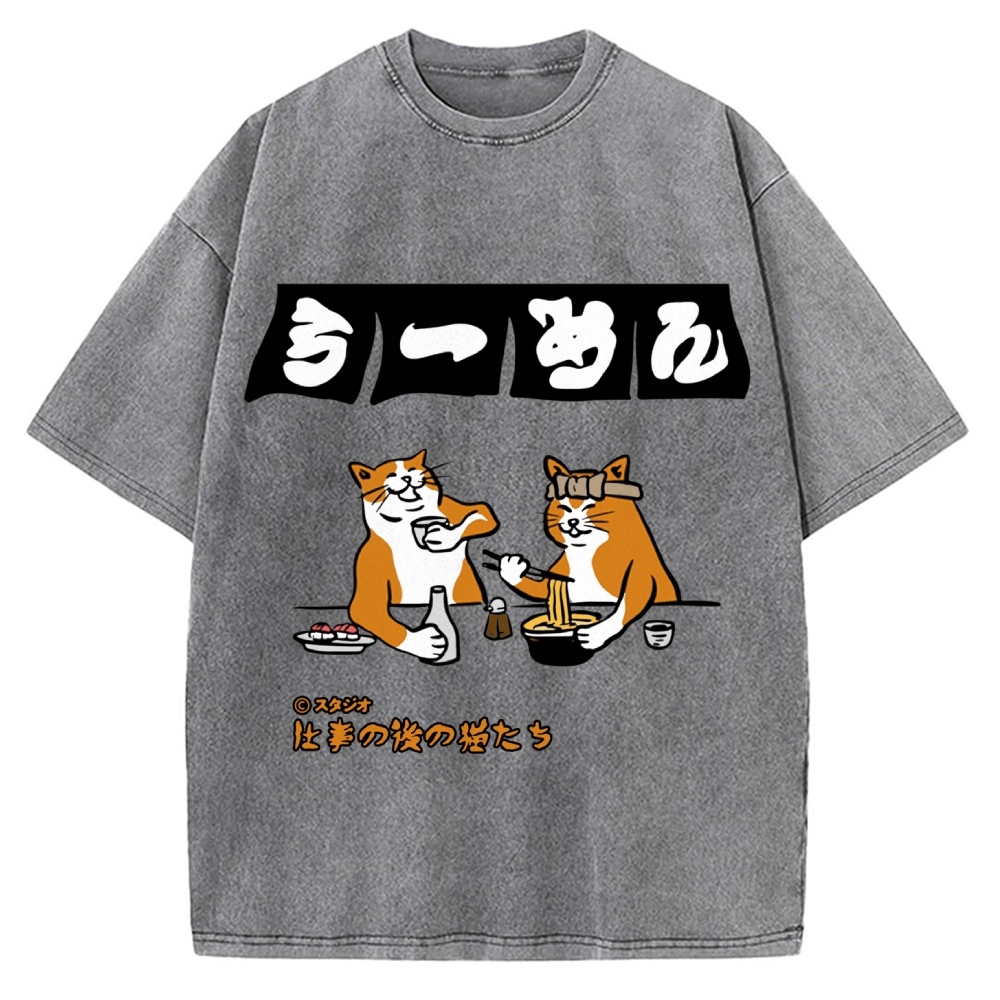Drunken Cats Ramen Restaurant Vintage Washed T-shirt