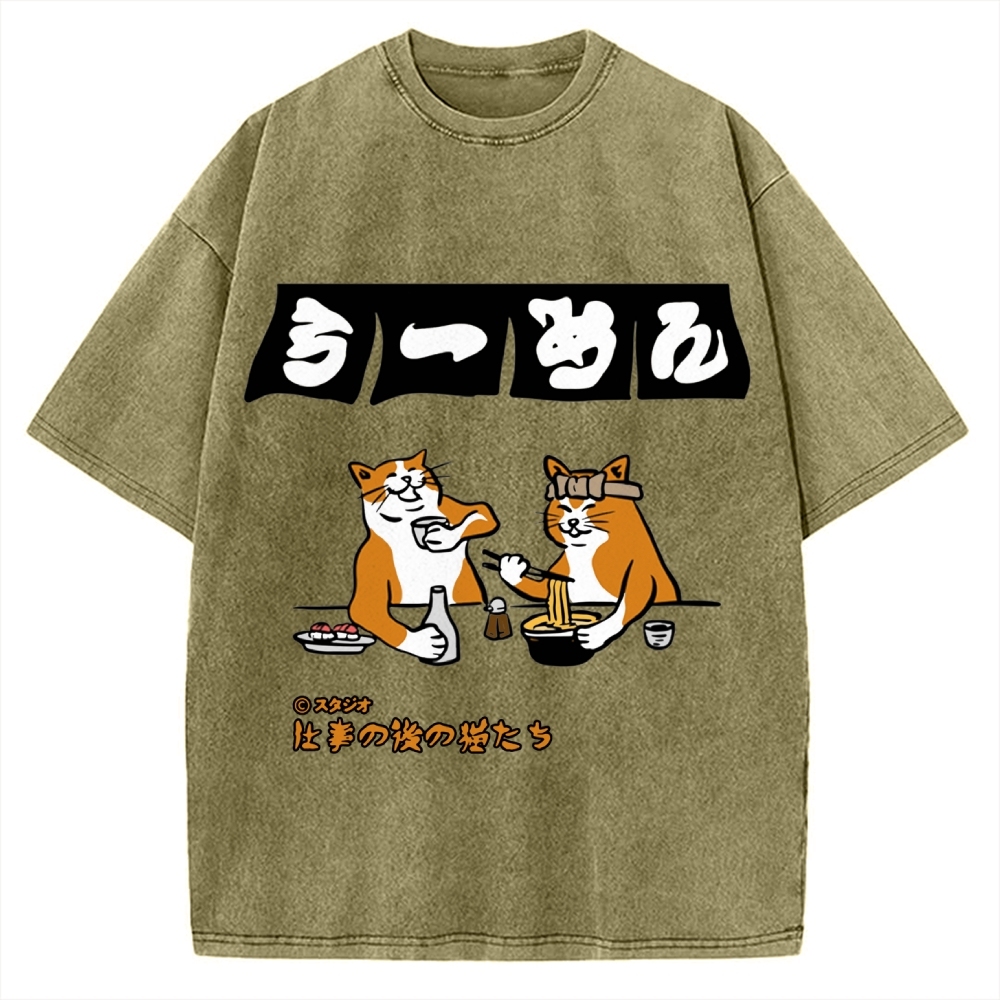 Drunken Cats Ramen Restaurant Vintage Washed T-shirt