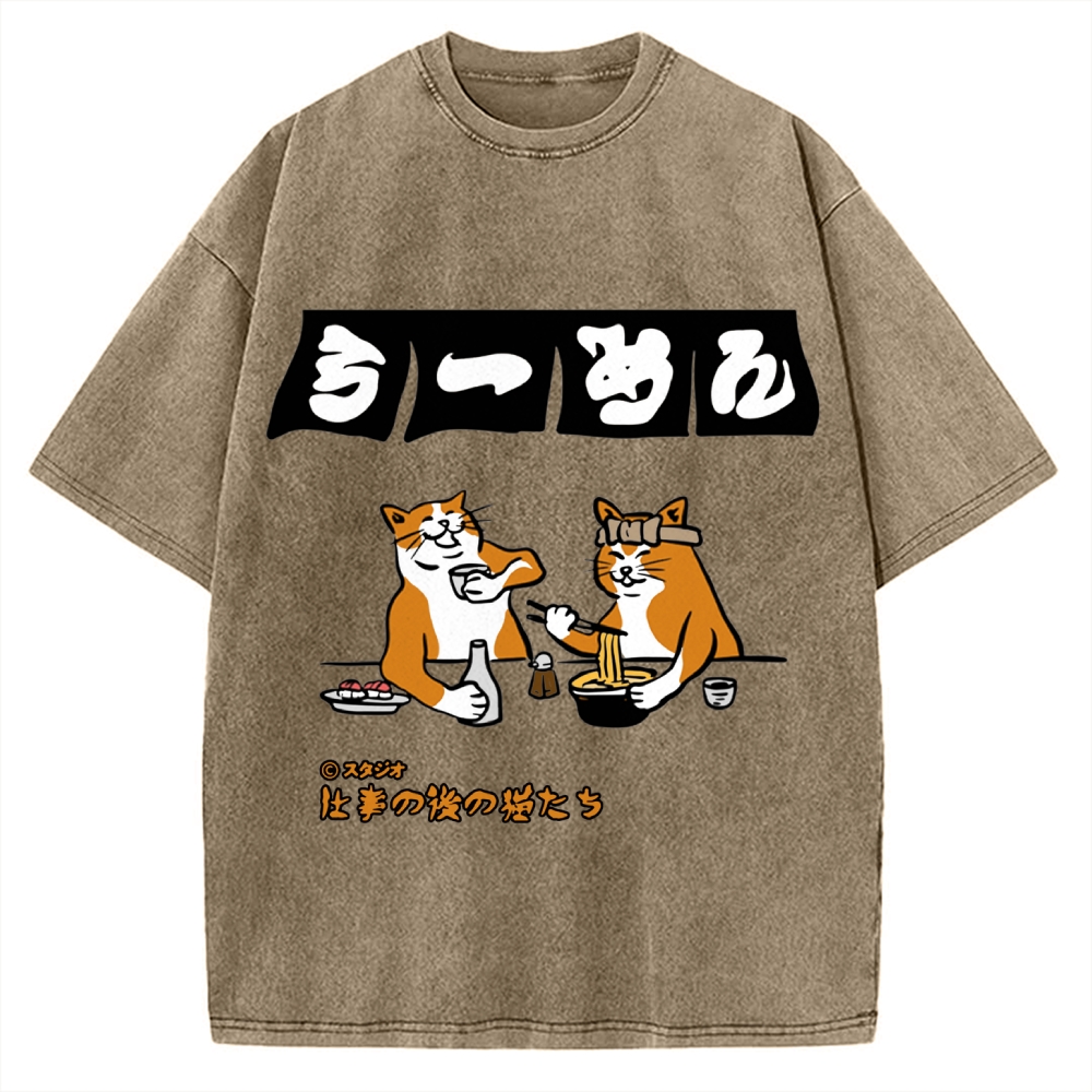 Drunken Cats Ramen Restaurant Vintage Washed T-shirt