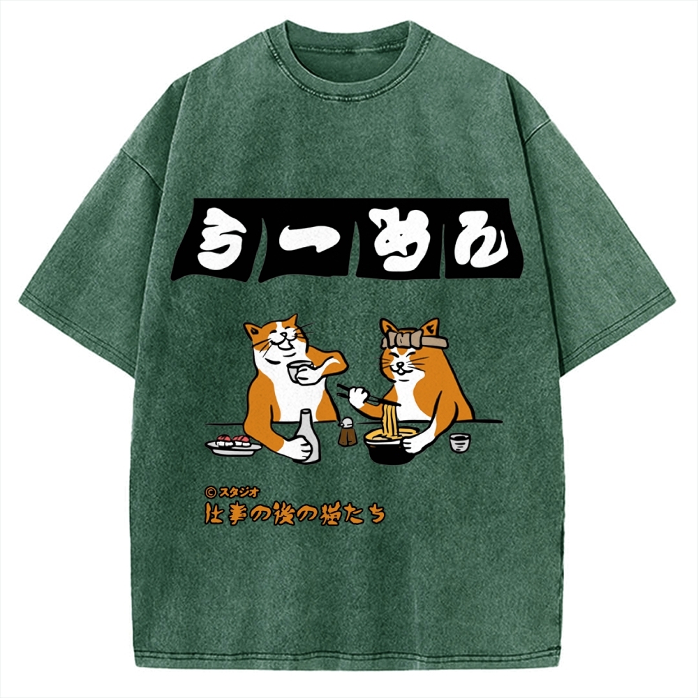 Drunken Cats Ramen Restaurant Vintage Washed T-shirt