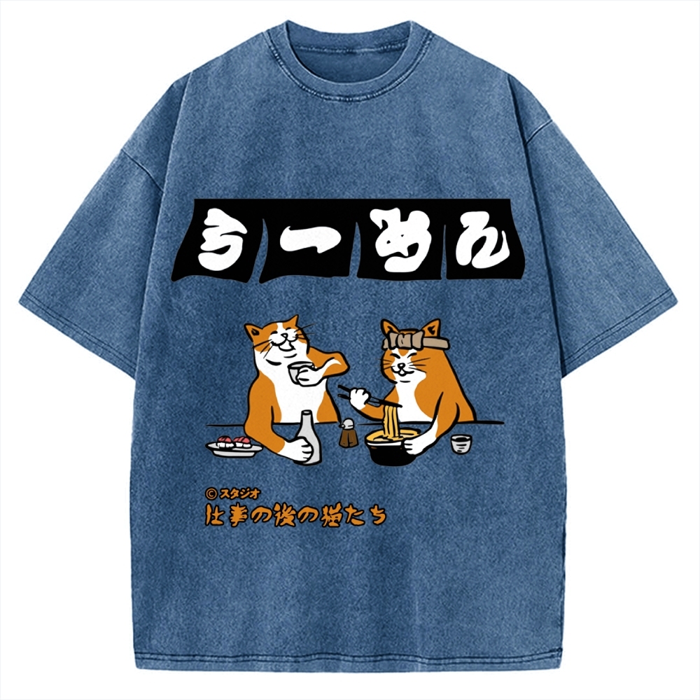 Drunken Cats Ramen Restaurant Vintage Washed T-shirt