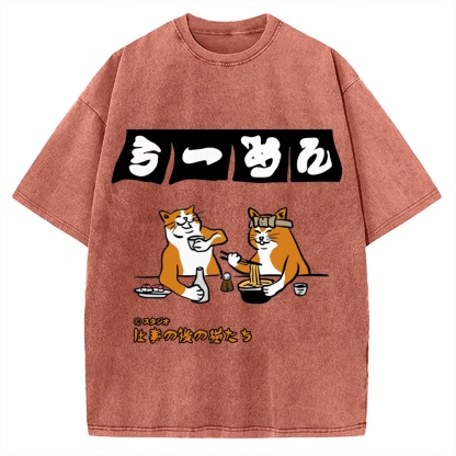 Drunken Cats Ramen Restaurant Vintage Washed T-shirt