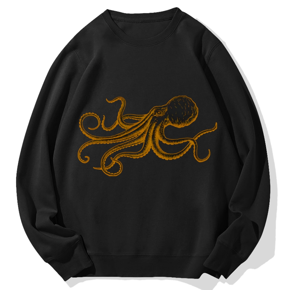 Octopus Japanese Calligraphy Cotton Sweatshirt