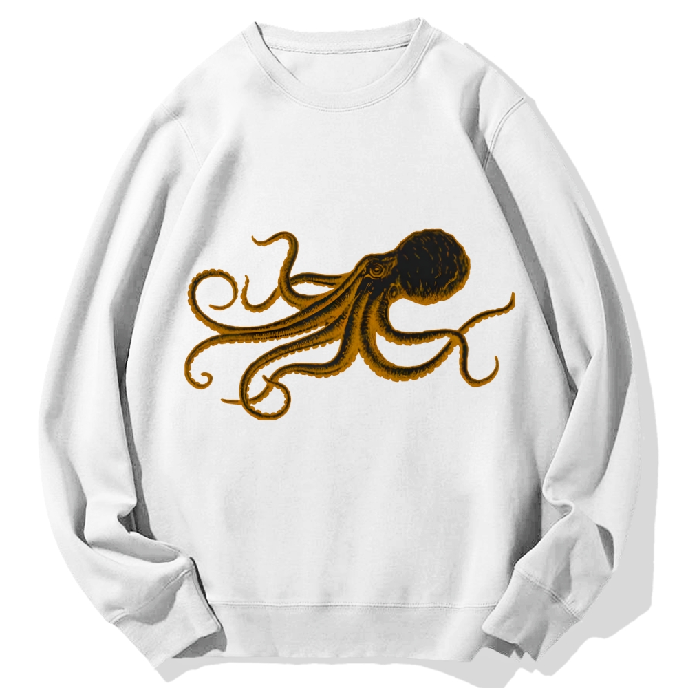 Octopus Japanese Calligraphy Cotton Sweatshirt