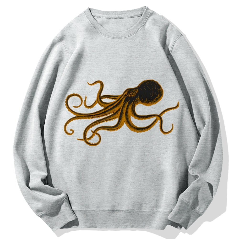 Octopus Japanese Calligraphy Cotton Sweatshirt