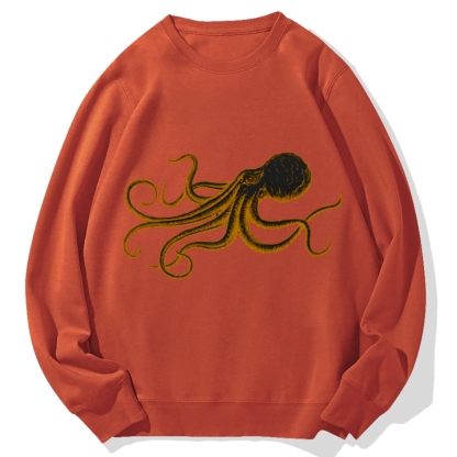 Octopus Japanese Calligraphy Cotton Sweatshirt