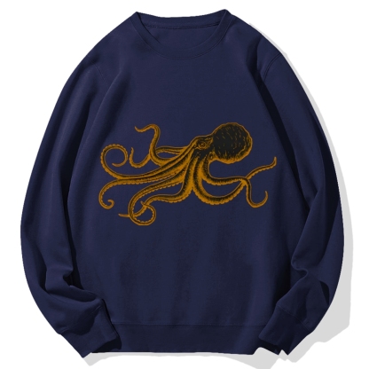 Octopus Japanese Calligraphy Cotton Sweatshirt
