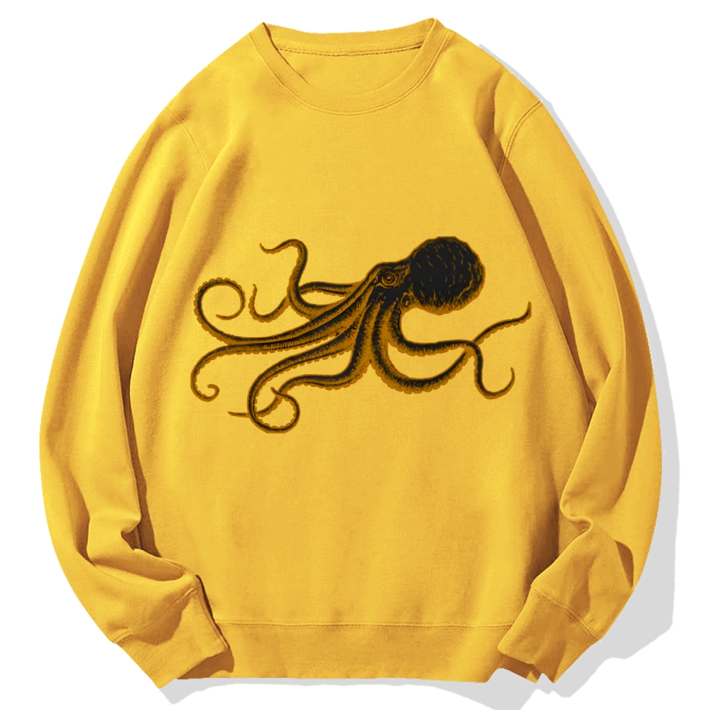 Octopus Japanese Calligraphy Cotton Sweatshirt