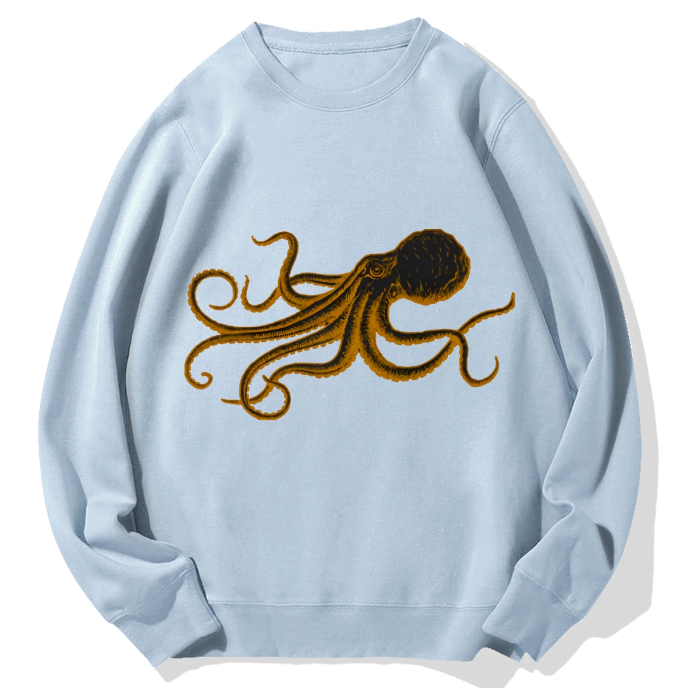 Octopus Japanese Calligraphy Cotton Sweatshirt