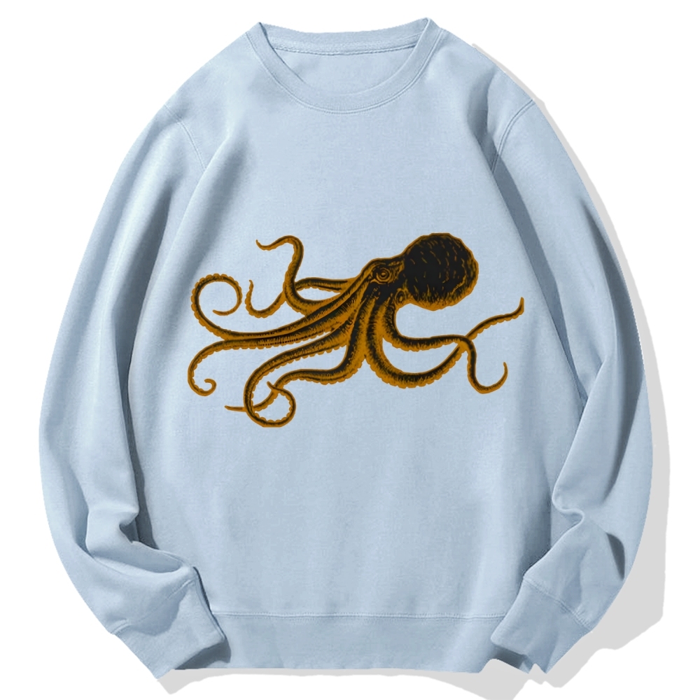Octopus Japanese Calligraphy Cotton Sweatshirt