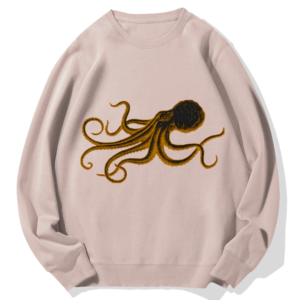 Octopus Japanese Calligraphy Cotton Sweatshirt