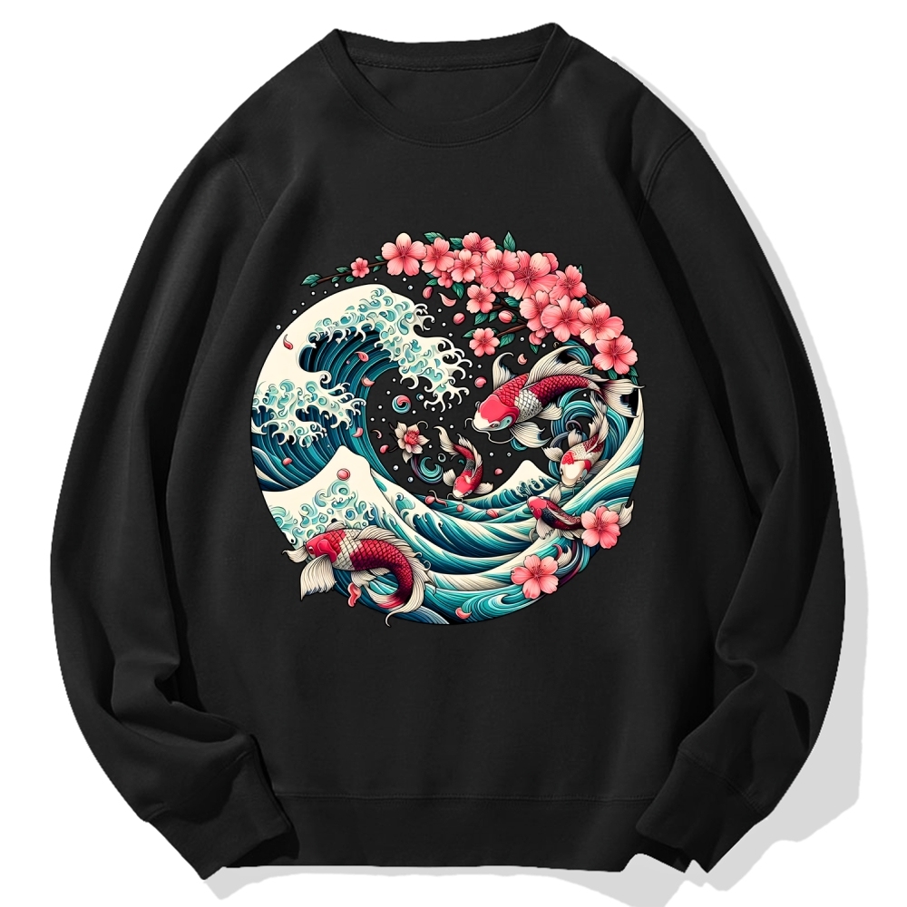 Sakura Kanagawa Goldfish Cotton Sweatshirt