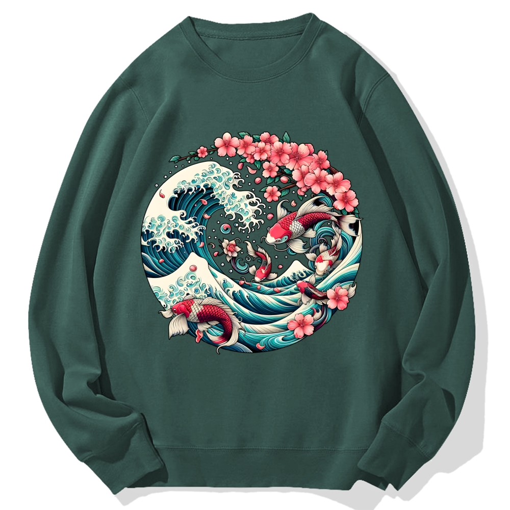 Sakura Kanagawa Goldfish Cotton Sweatshirt