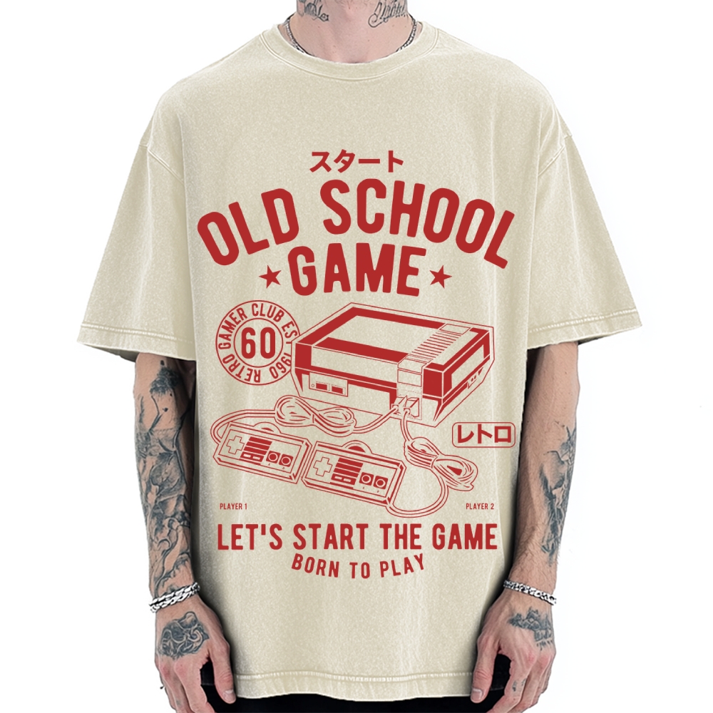 Japan Old School Game Vintage Washed T-shirt