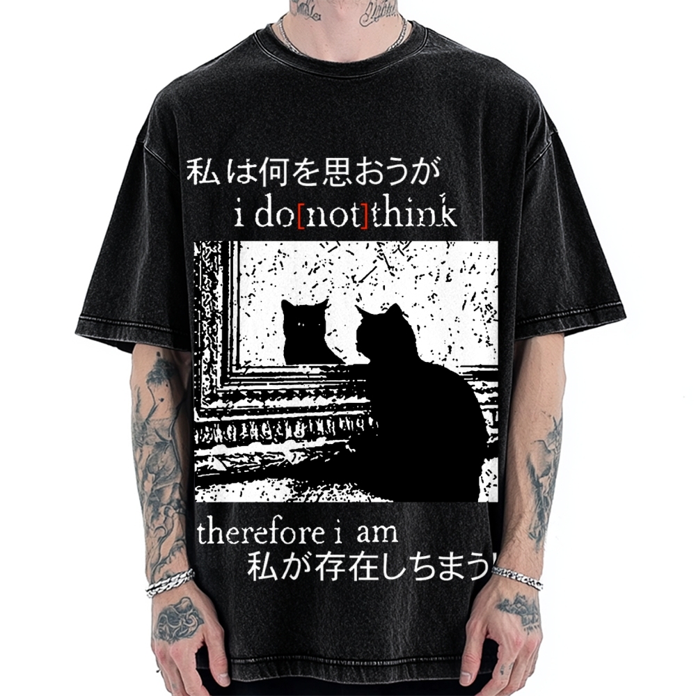 I Don't Think Therefore I am Cat Vintage Washed T-shirt