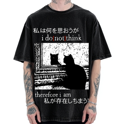 I Don't Think Therefore I am Cat Vintage Washed T-shirt