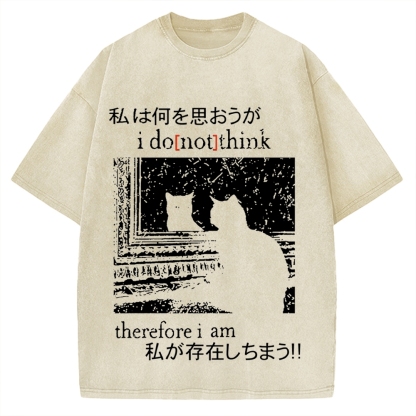 I Don't Think Therefore I am Cat Vintage Washed T-shirt