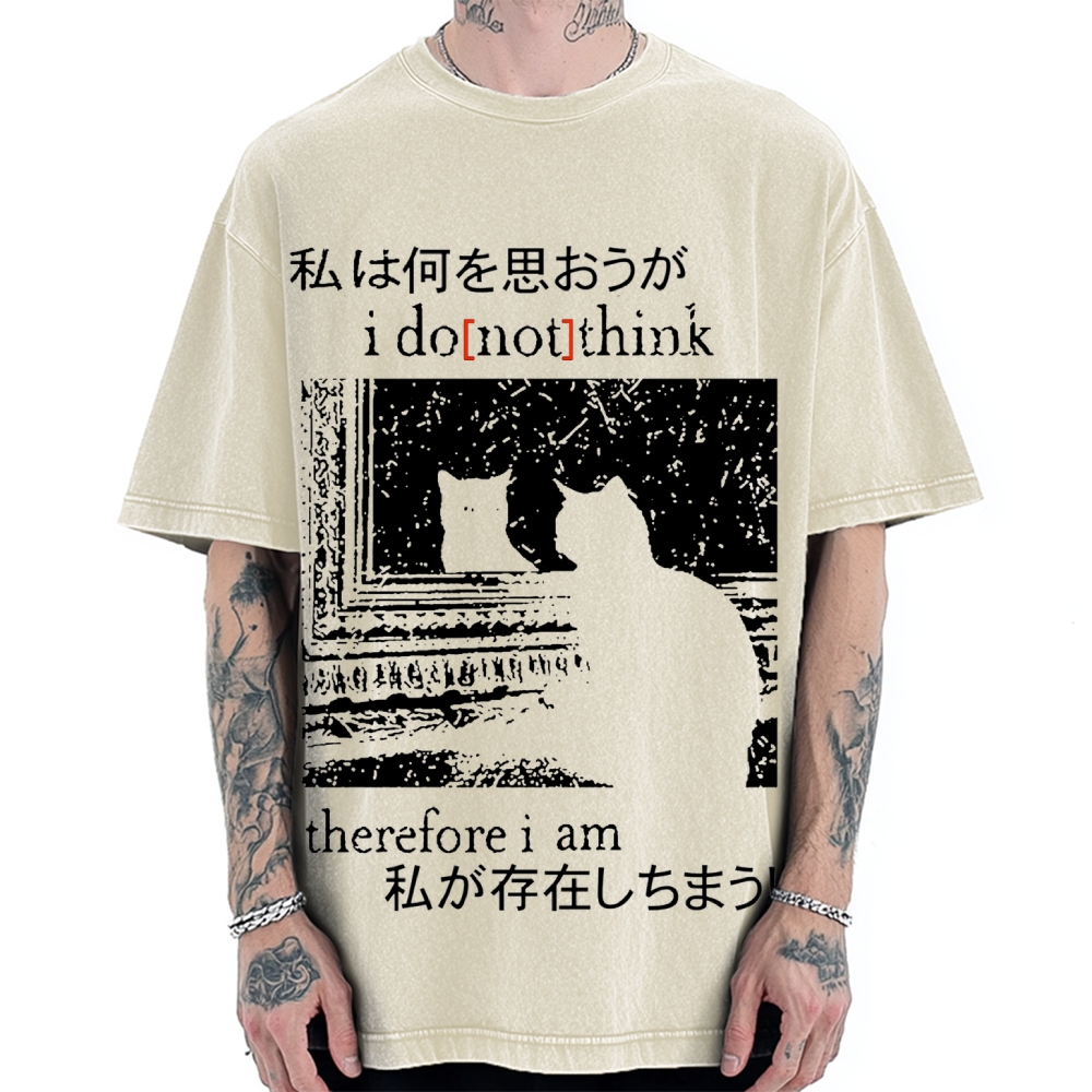 I Don't Think Therefore I am Cat Vintage Washed T-shirt